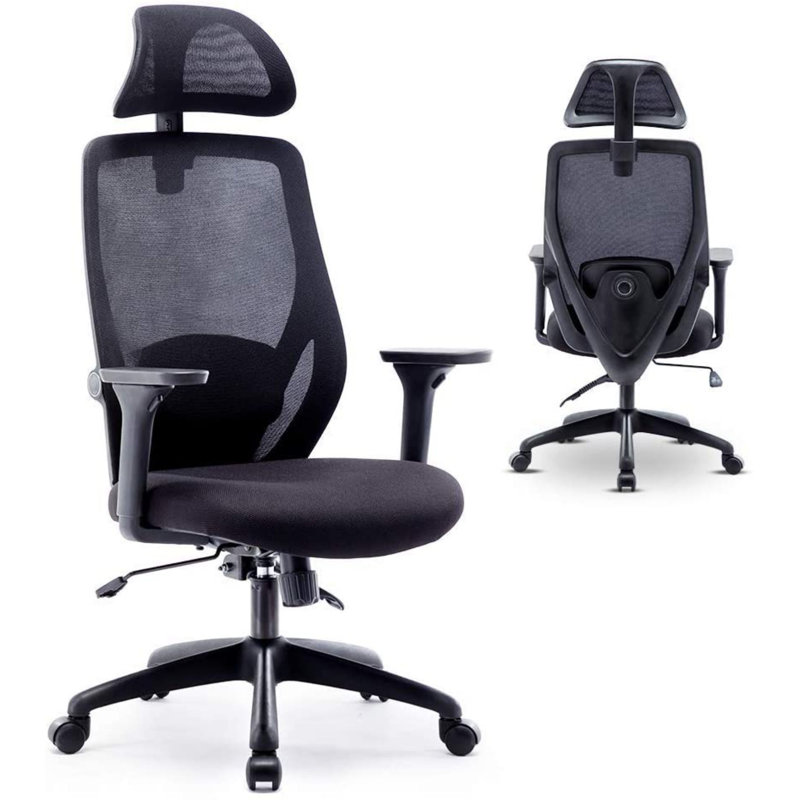 Mesh Gaming Chair with Headrest, Black