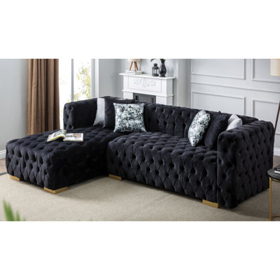 Vansh Velvet L-Shaped Sectional Left Hand Facing