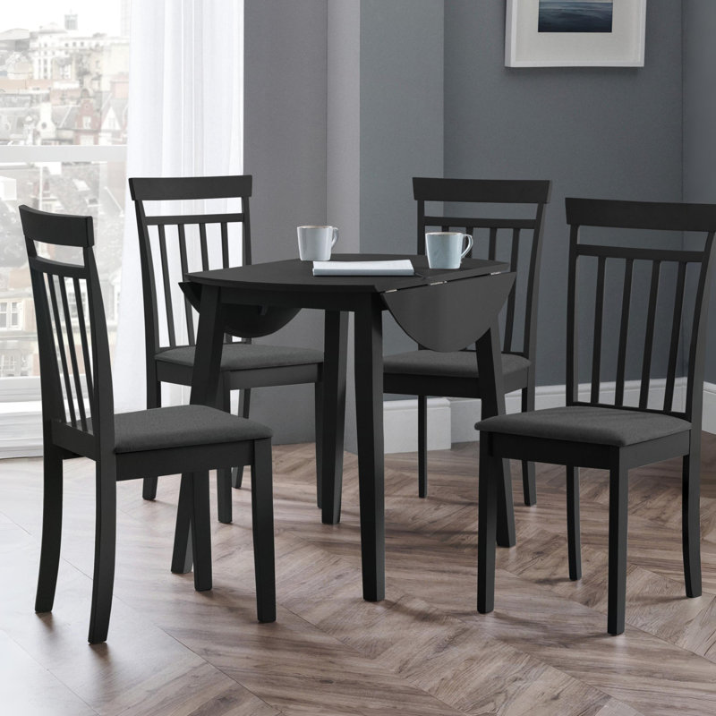 Exeter Extendable Round Solid Wood Base Dining Table, Black