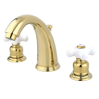 Kingston Brass English Country Two-Handle 3-Hole Deck Mount Widespread Bathroom Faucet with Retail Pop-Up Drain
