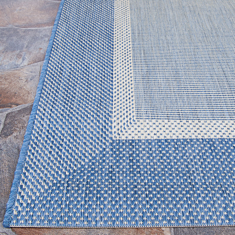 Fierce Banda Beige-Blue Indoor/Outdoor Area Rug, Square 7'6"