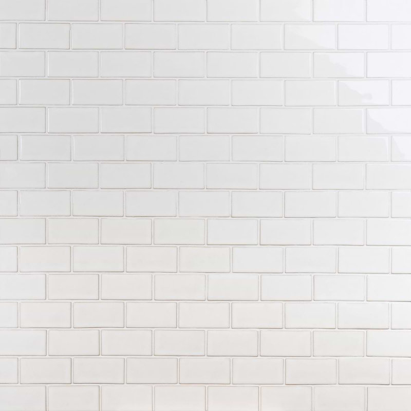 Nabi Subway 3X6 Crackled Glossy Glass Tile, Natural White