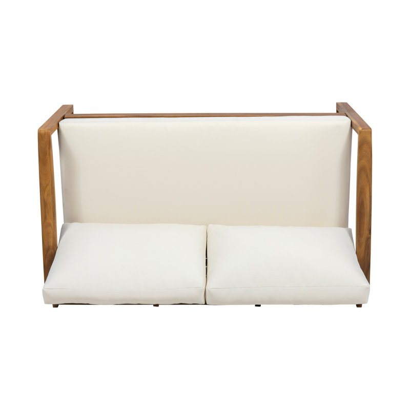 Outdoor Wood Coffee Table And With Water- Cushions, Slat Paneling, Sled Design, 33 In Package Width For Storage Made From 29.6 Height