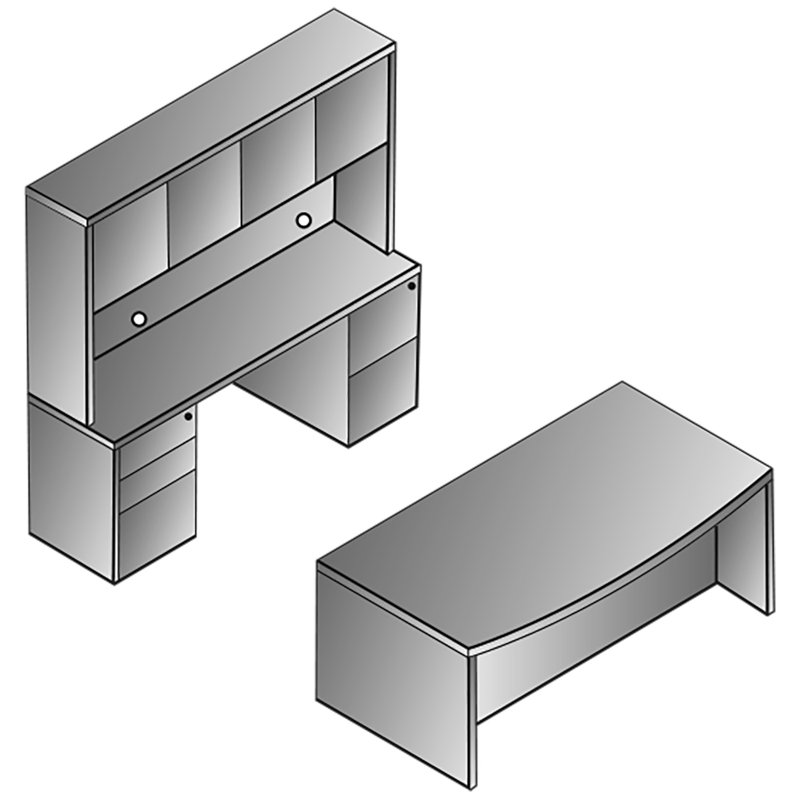 Ensemble de bureau avec huche 2 pièces Jusino