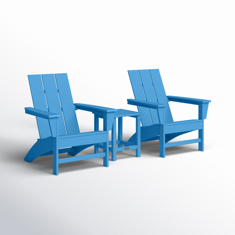 Ensemble 3 pièces Adirondack POLYWOOD x Sol 72 Jamarion, Bleu pacifique