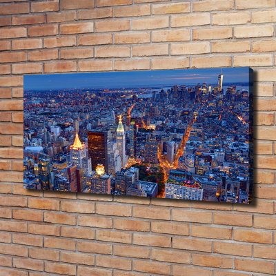 Manhattan By Night - Wrapped Canvas Print