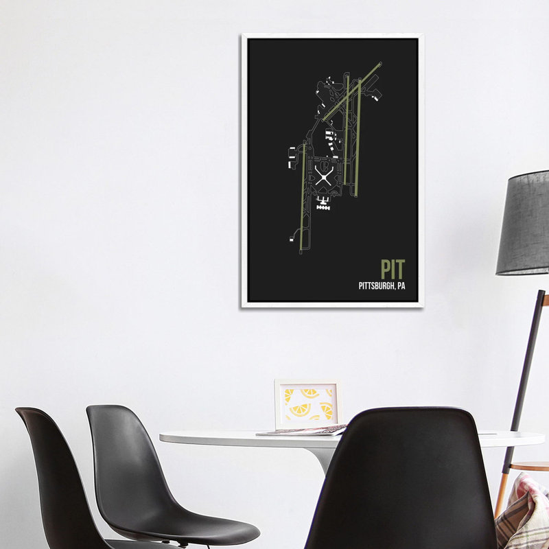 Pittsburgh 1 Piece Wall Art on Canvas, 101.6 cm H x 66.04 cm W, White Framed