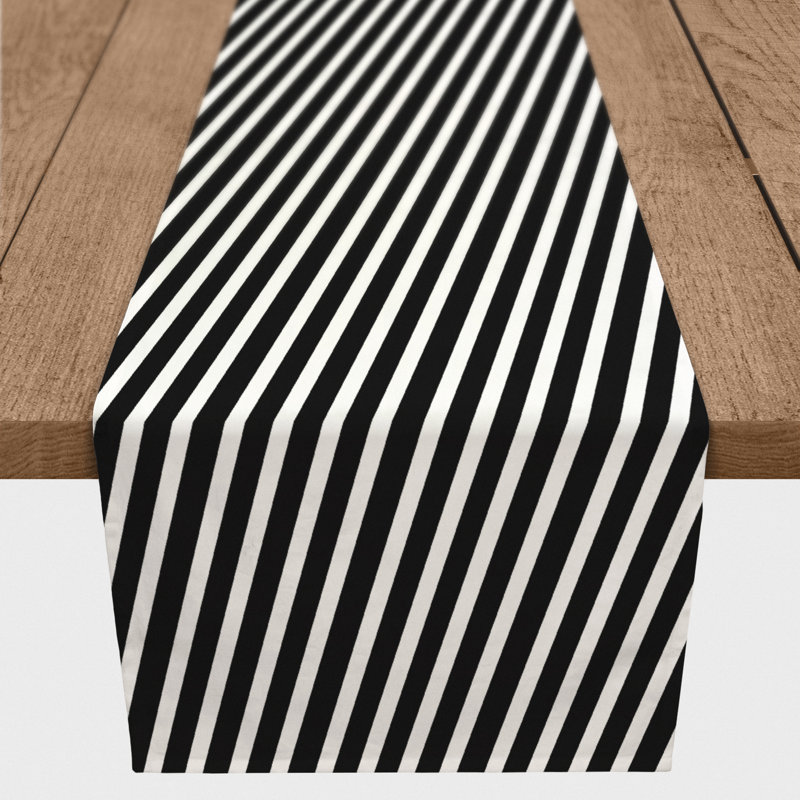 Ardello Striped Table Runner, Black, 16" L x 72" W, Ardello Striped