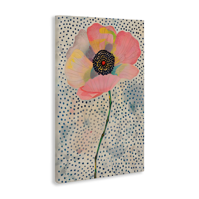 Toile de coquelicot rose à pois, design par LSR Design Studio, H 30 po x l 20 po