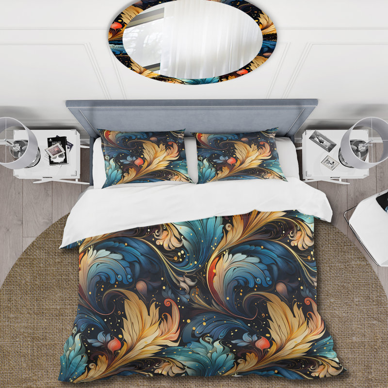Literie à motif cachemire Celestial Whispers, Housse de couette simple + 1 taie décorative stan