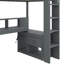 Lit mezzanine en bois avec bureau, tablettes de rangement, éclairage à DEL et station de charge intégrée-989308437