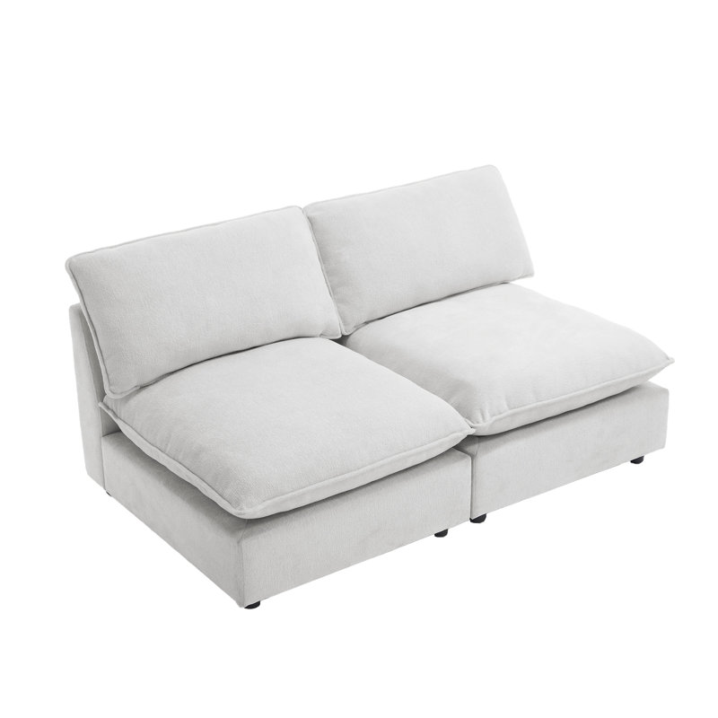 Canapé modulaire sans accoudoirs 2 pièces 67 po, White