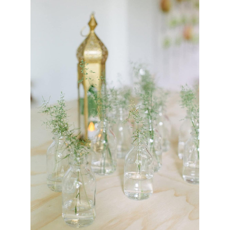 Antique Golden Bronze Square Metal Lantern, Clear Glass Paneled Tealight Holder, Vintage Decor Lantern For Dining Table, Wedding, Holiday, Event, Measures 3" Diameter * 16" Tall