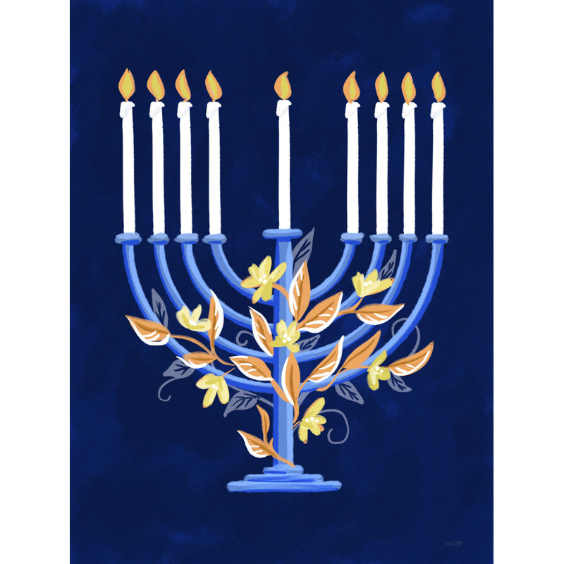 Amordad Hanukkah Menorah - reproduction d'art sur toile tendue, H 18 po x l 12 po