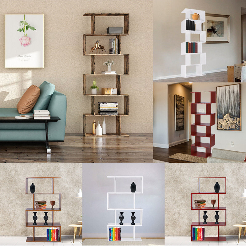 Seese 126.5 cm H x 67 cm W Geometric Bookcase, Rustic Brown