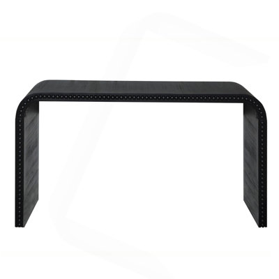 Black Wood Console Table, 59In Entryway Table, Curved Waterfall-Style Table,Console Table With Wood Beads,Entrance Table For Entryway, Hallway, Living Room, Foyer, Corridor, Office