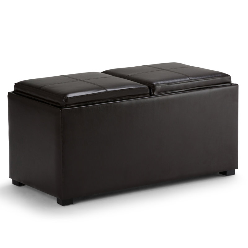 Brown Faux Leather 5-Piece Storage Ottoman Set