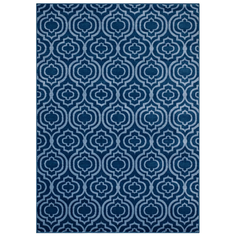 Moroccan Blue and Light Blue Trellis 8' x 10' Synthetic Area Rug
