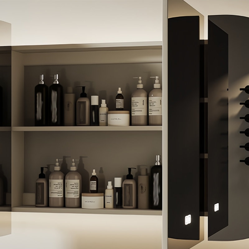 Armoire de salle de bain rétro de style crème français, H 19,68 po x l 47,24 po x P 21,65 po