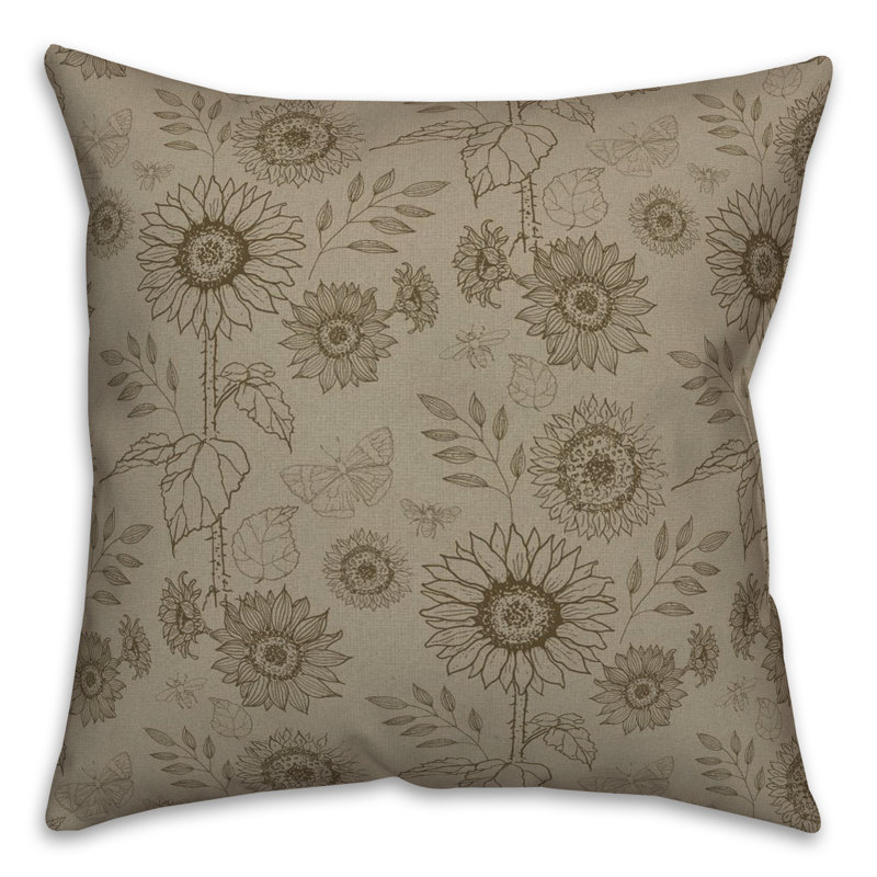 Floral Reversible Throw Pillow, Brown