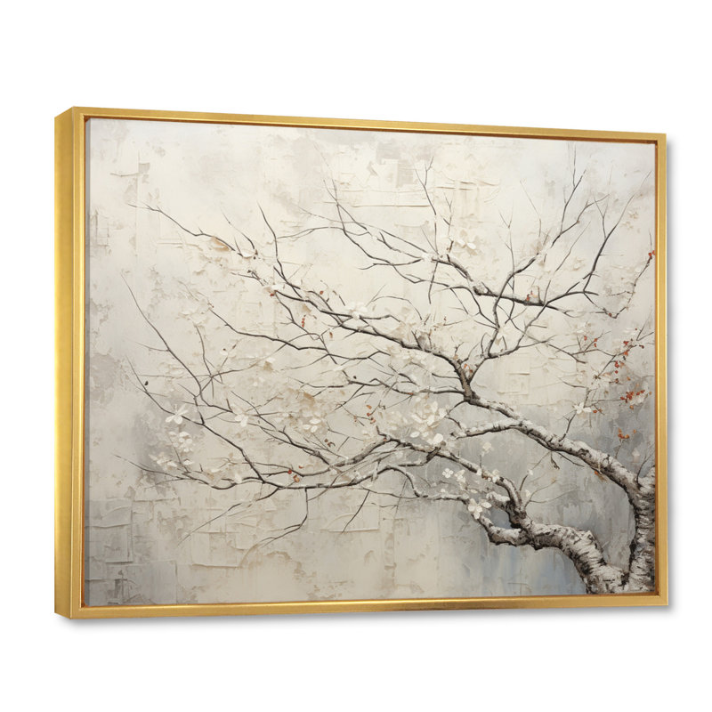 Arbre monochromes chuchotés de beige, reproduction sur toile, Doré, H 16 po x l 32 po x P 1 po