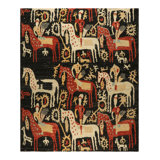 Rug & Kilim’S Kaitag Style Rug In Black With Horse And Rider Pictorials