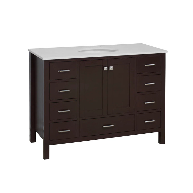 Claudett 48'' Single Bathroom Vanity with Top, Chocolate, Engineered White