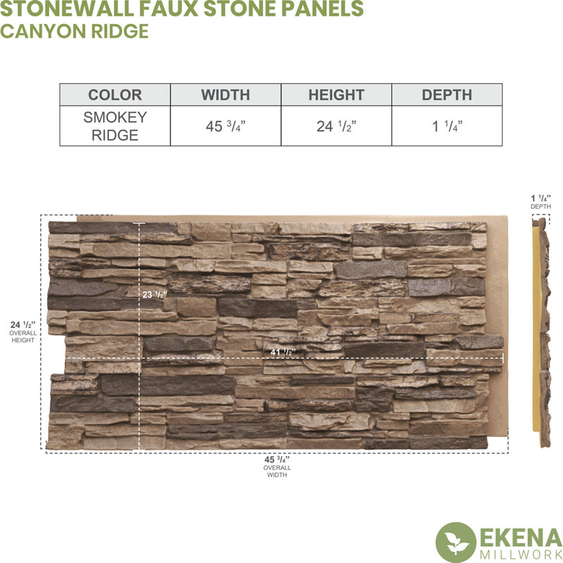 EverStone Canyon Ridge Faux Stone Panel, Smokey Ridge