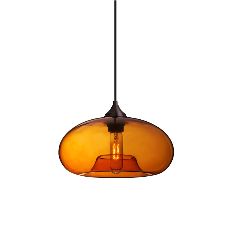 1 - Light Satin Nickel Single Pendant, Brushed Bronze, Clear