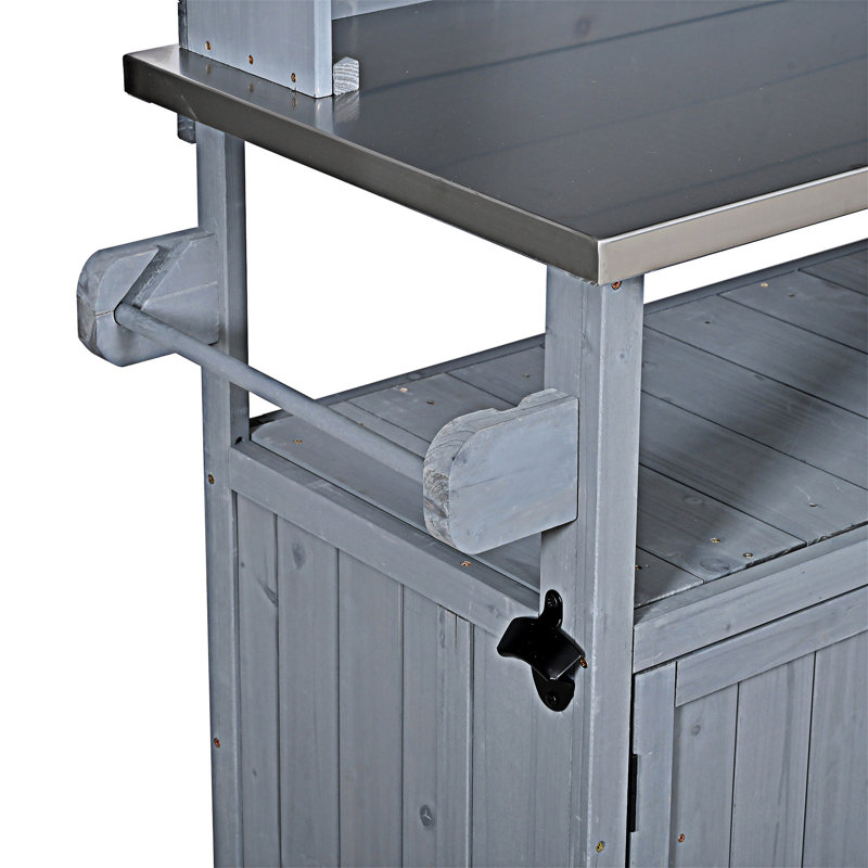 Grand banc de rempotage avec roues verrouillables, Gris