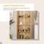 Armoire de rangement autoportante avec portes et tablettes réglables, brun clair