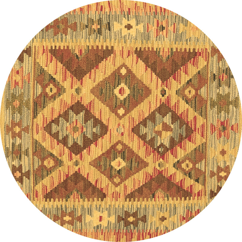Washable Abstract Indoor Rug, Round 6'