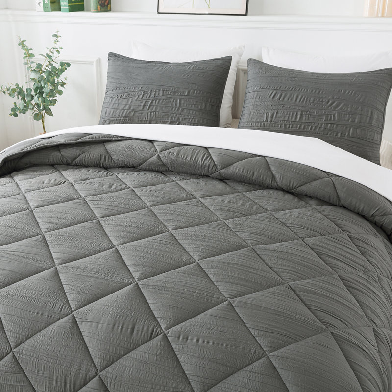 Ensemble de literie en microfibre douce et chaude et légère, Édredon simple + 1 taie d'oreiller standard, Gris
