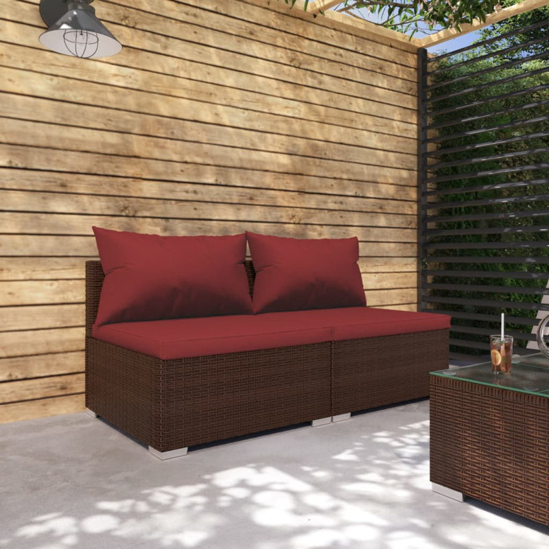 Ensemble de salon de jardin brun et rouge cannelle