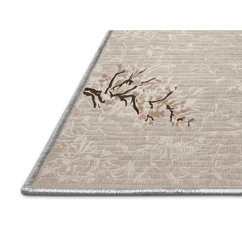 Machine Washable Beige Area Rug, Square 3'