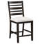 Chaise de salle à manger à hauteur de comptoir foncée classique de 2 personnes, siège rembourré beige texturé doux, capacité de 250 lb avec finition,
