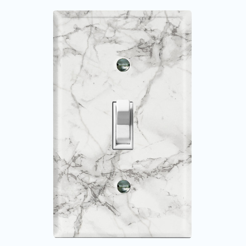 Patterned 1 - Gang Toggle Light Switch Standard Wall Plate, Light Gray/White