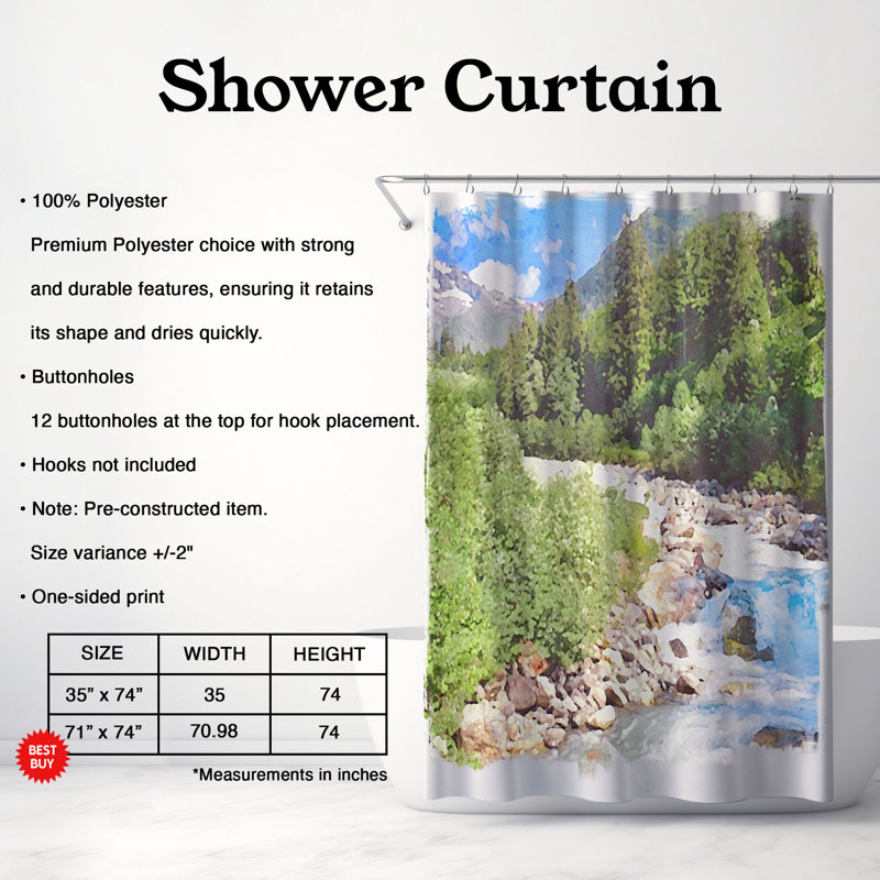 Rideau de douche, H 74 po x l 71 po