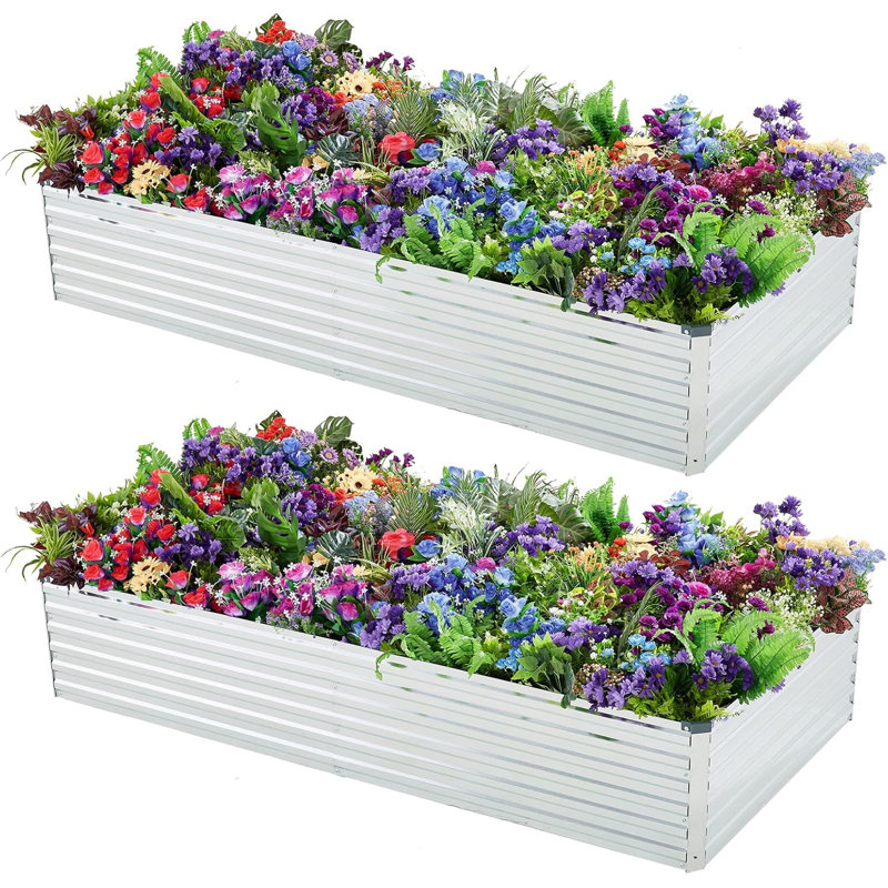 Galvanized Steel Outdoor Raised Garden Bed Planter Box, 6x3x1ft