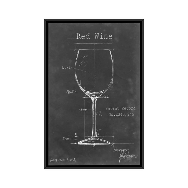 «Barware Blueprint III», impression sur toile, H 26 po x l 18 po, Toile avec cadre noir, Noir
