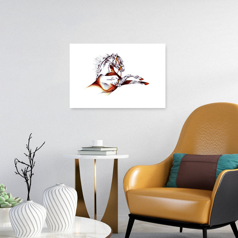 Reproduction d'art cheval contemporain, H 16 po x l 24 po