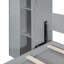 Grand lit escamotable mural avec tablettes, garde-robe et lumières DEL, gris