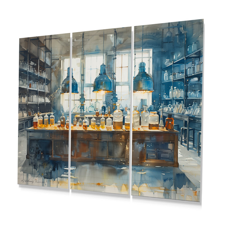 Ensemble de salon art mural bleu et jaune, Métal métal, H 32 po x l 48 po x P 1 po