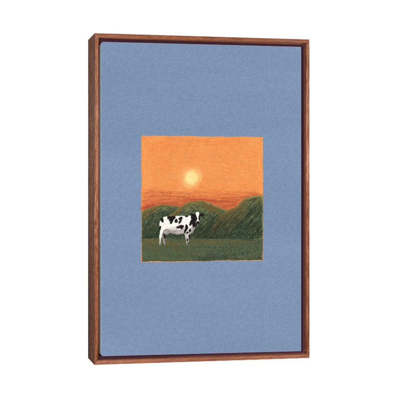«Lonely Cow», reproduction d'art sur toile encadrée, H 26 po x l 18 po, Impression sur toile flottante sans passe-partout