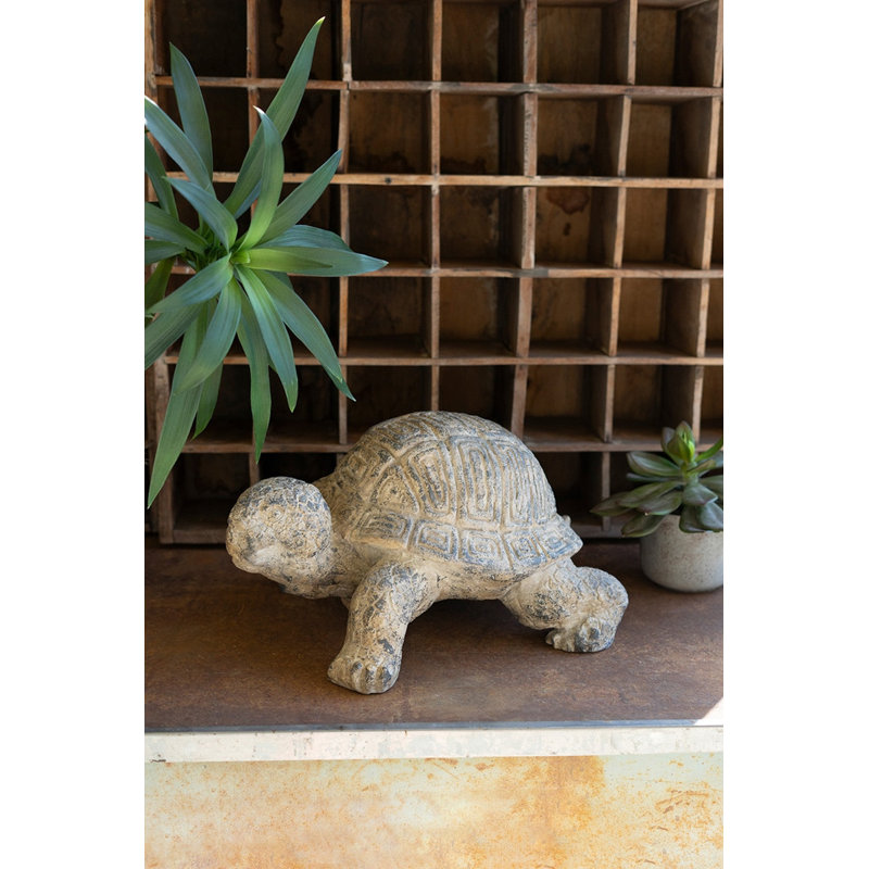  Faux Concrete Resin 9"H Turtle Figurine – Outdoor Garden Decor Accent – Yard Art