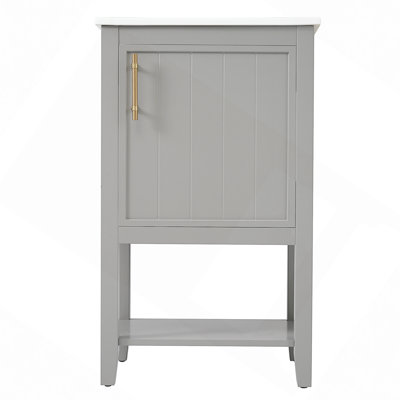 20" Bathroom Vanity With Sink, Bathroom Cabinet With Soft Closing Door, Storage Rack And Open Shelf