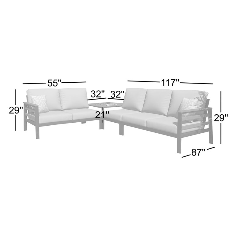 Townsend Outdoor 5 Person Sectional Seating Group With Sunbrella Cushions, Canvas Granite Sunbrella® Canvas, Brown