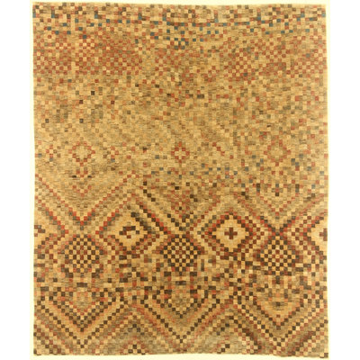 Tapis unique en laine noué à la main Oushak ivoire de 7 pi 1 po x 8 pi 6 po Cora