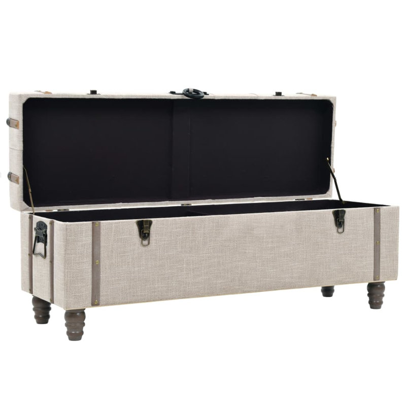 Bancs de rangement 3 pièces bois de sapin et tissu crème