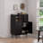 Ebern Designs Sideboard Anetha, 31.5" X 45" Buffet Anetha With Storage, Black Sideboard With 2 Sliding Doors & 3 Drawers, Coffee Bar Anetha, Modern Entryway Storage For Living Room, Bedroom, Kitchen